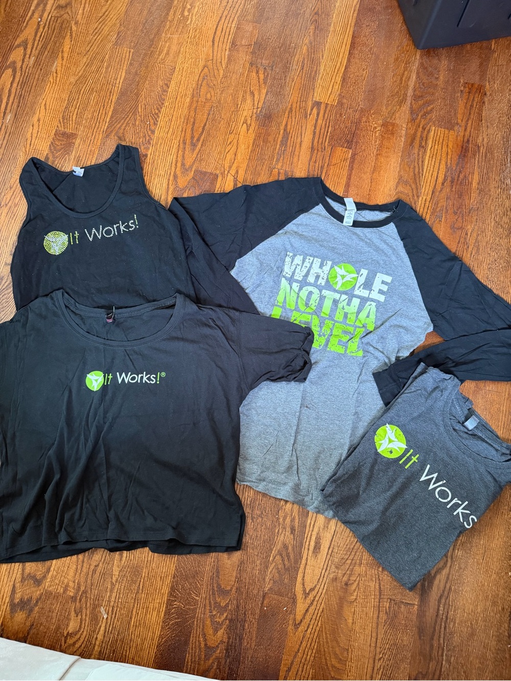 It Works! Graphic Tee & Raglan Bundle in Black, Gray and Neon Green